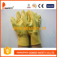 Gants entièrement en nitrile jaune avec doublure en coton Dcn323